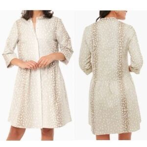 Tuckernuck Women's XXS Beige Animal Print Shirt Dress Casual